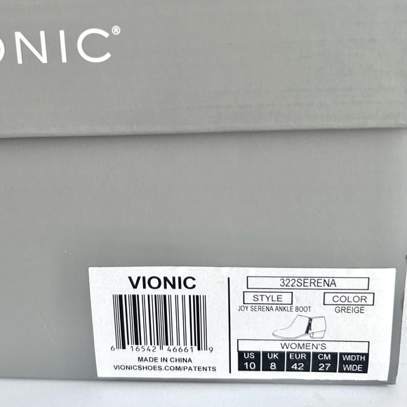 🍂NEW IN BOX Vionic Serena Ankle Boots. Greige. Size: 10 - Picture 3 of 12